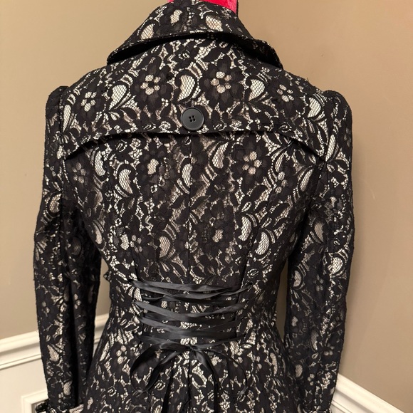 Bebe Black Lace Belted Jacket with Corset Back - Picture 11 of 14